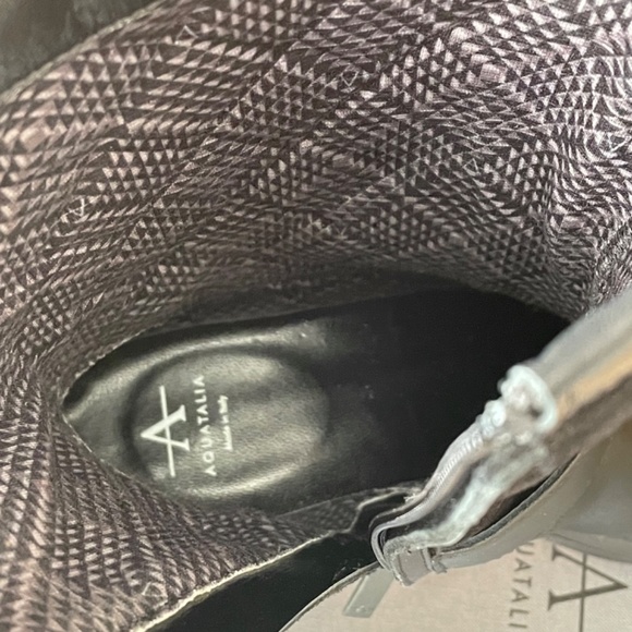 AQUATALIA 7.5 LILA BLACK LEATHER QUILTED SUEDE MOTO ANKLE BOOTS - Picture 6 of 12